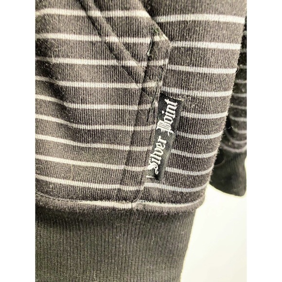 Vintage‎ Mens Silver Point Full Zip Jacket Hoodie Grunge Skate Striped Medium - Picture 4 of 4